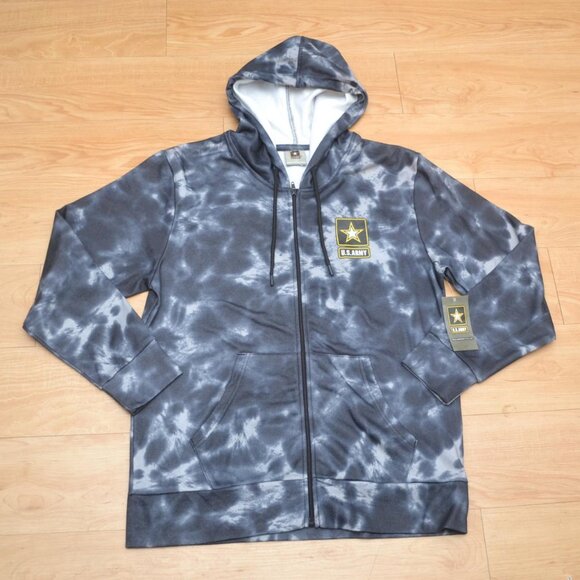 US Army Men's Zippered Hoodie Black Camo BNWT - Picture 1 of 5